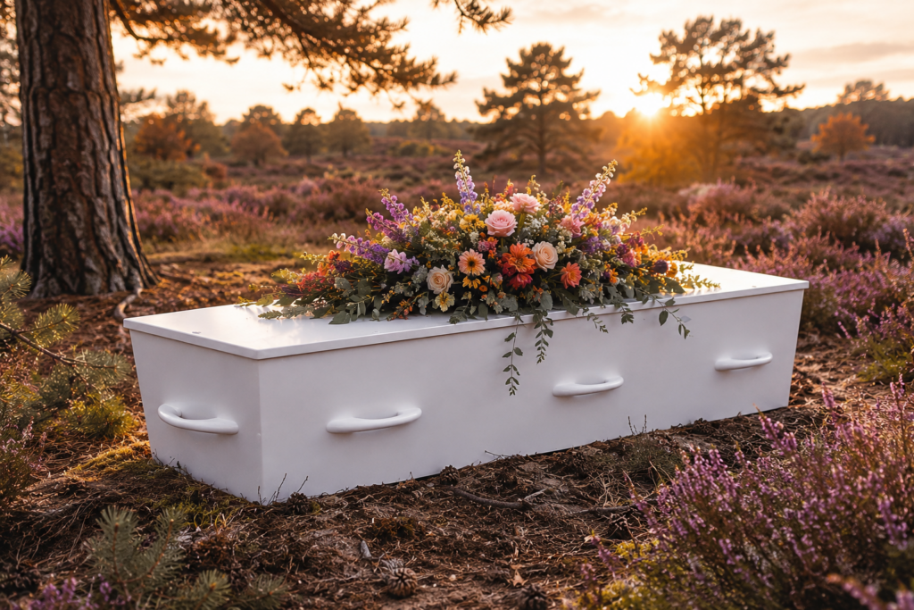Kartonnen ecologische uitvaartkist duurzame kist natuurlijke materialen
